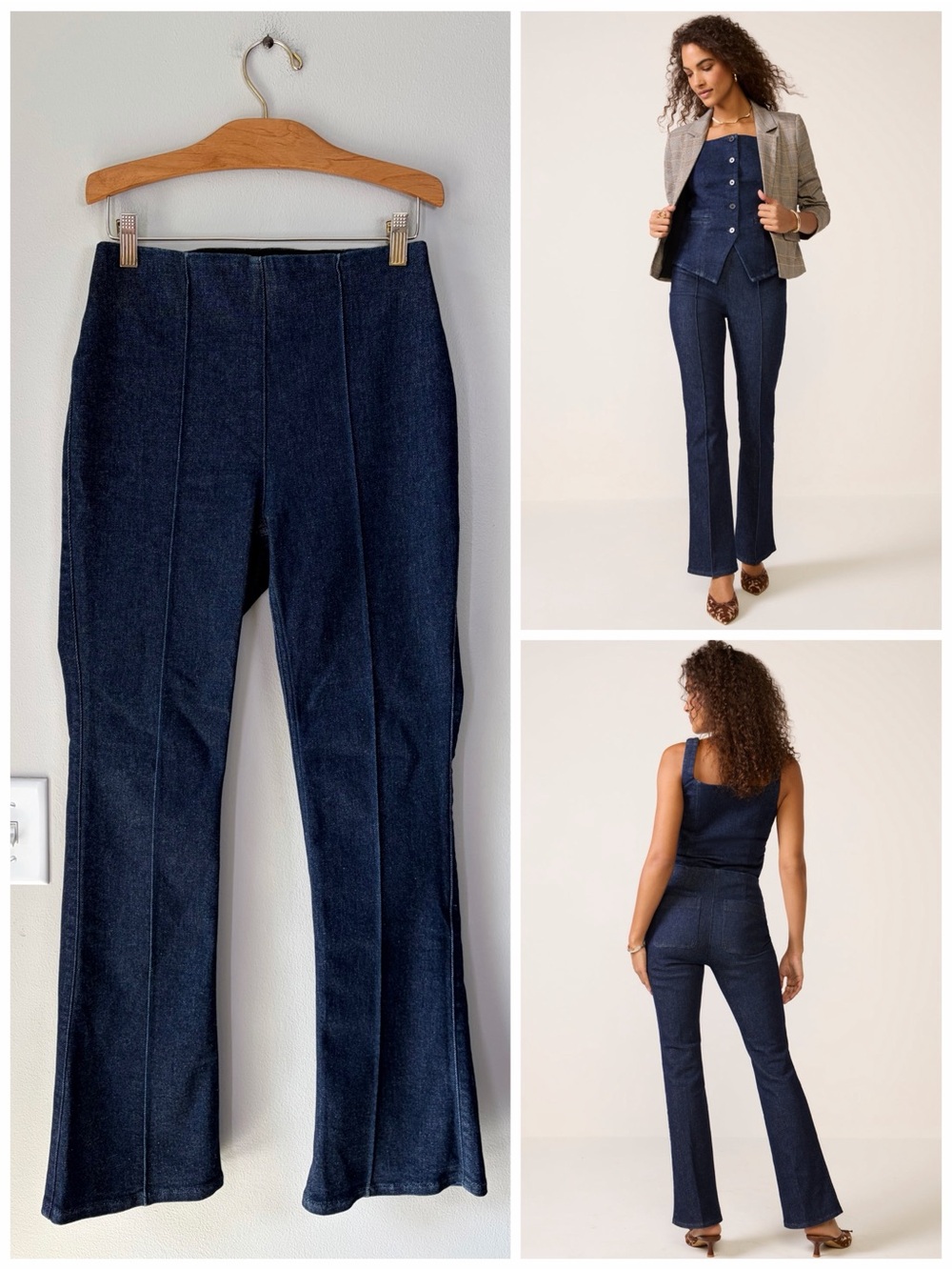 SPANX Raw Indigo Micro Flare Pull On Stretch Jeans